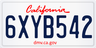 CA license plate 6XYB542