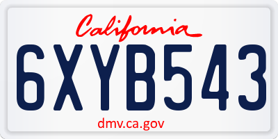 CA license plate 6XYB543