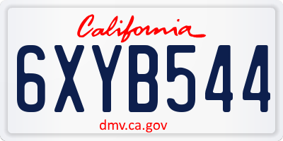 CA license plate 6XYB544
