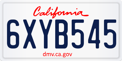 CA license plate 6XYB545