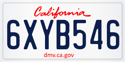 CA license plate 6XYB546