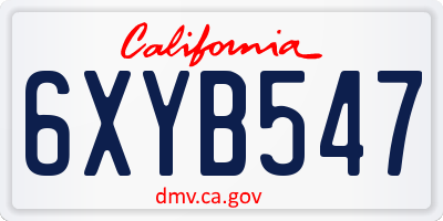 CA license plate 6XYB547