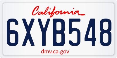 CA license plate 6XYB548