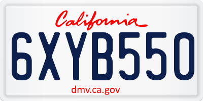 CA license plate 6XYB550