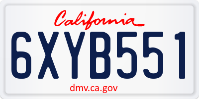 CA license plate 6XYB551