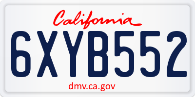 CA license plate 6XYB552