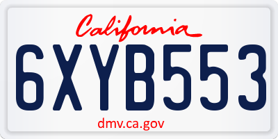 CA license plate 6XYB553