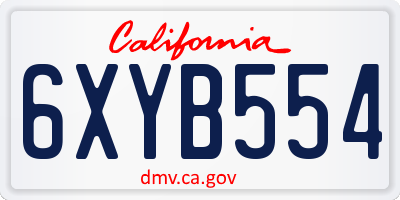 CA license plate 6XYB554