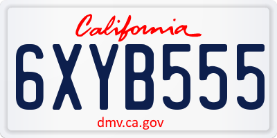 CA license plate 6XYB555
