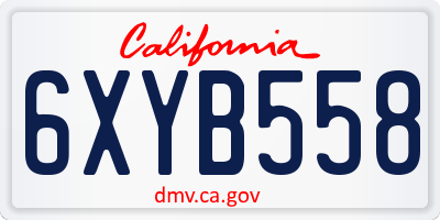 CA license plate 6XYB558