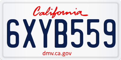 CA license plate 6XYB559