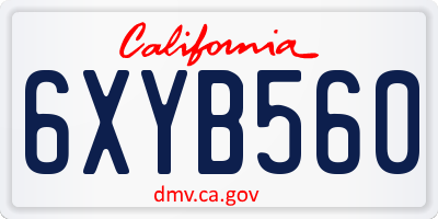 CA license plate 6XYB560