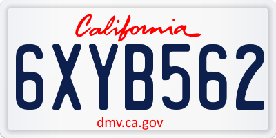 CA license plate 6XYB562