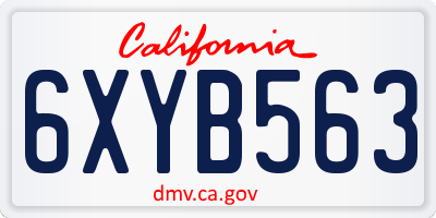 CA license plate 6XYB563