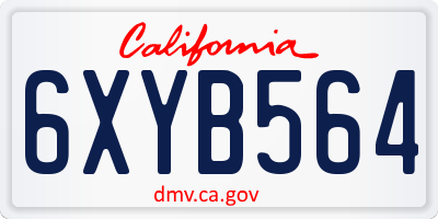 CA license plate 6XYB564