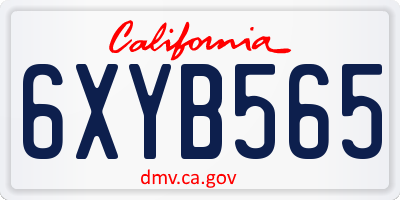 CA license plate 6XYB565
