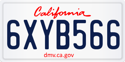 CA license plate 6XYB566