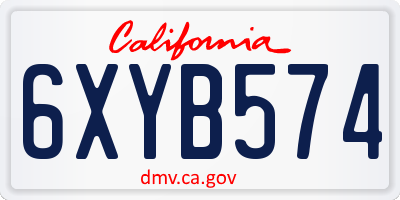 CA license plate 6XYB574
