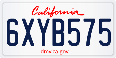 CA license plate 6XYB575