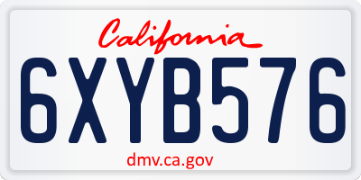 CA license plate 6XYB576