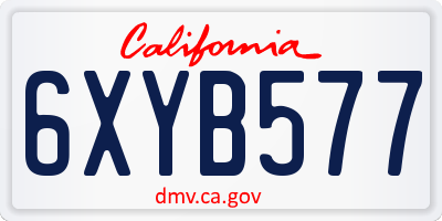 CA license plate 6XYB577