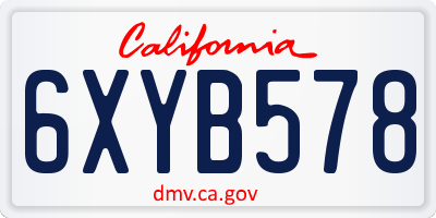CA license plate 6XYB578