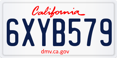 CA license plate 6XYB579