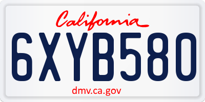 CA license plate 6XYB580