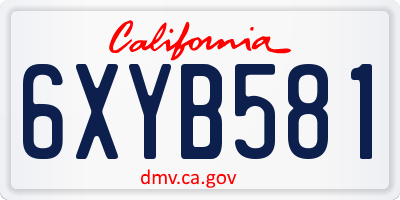 CA license plate 6XYB581