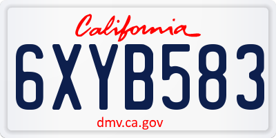 CA license plate 6XYB583