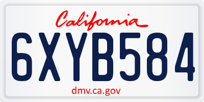 CA license plate 6XYB584