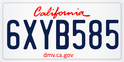 CA license plate 6XYB585
