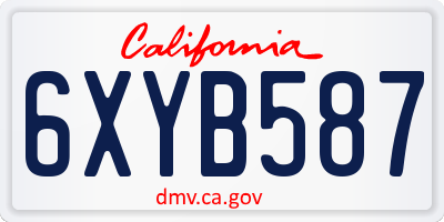 CA license plate 6XYB587