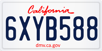 CA license plate 6XYB588