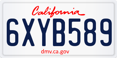 CA license plate 6XYB589