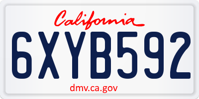 CA license plate 6XYB592