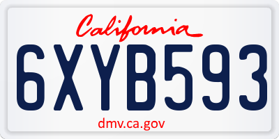 CA license plate 6XYB593