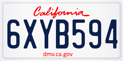 CA license plate 6XYB594