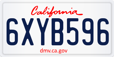 CA license plate 6XYB596