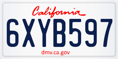 CA license plate 6XYB597