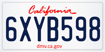 CA license plate 6XYB598