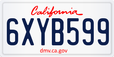 CA license plate 6XYB599