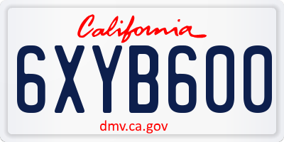 CA license plate 6XYB600