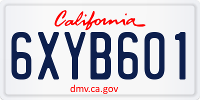 CA license plate 6XYB601