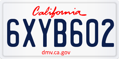 CA license plate 6XYB602