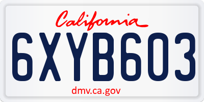 CA license plate 6XYB603