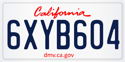 CA license plate 6XYB604
