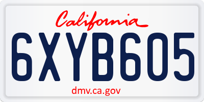 CA license plate 6XYB605