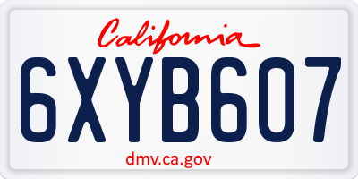 CA license plate 6XYB607