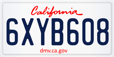 CA license plate 6XYB608